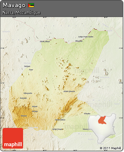 Physical Map of Mavago, lighten