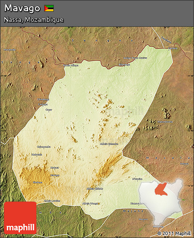 Physical Map of Mavago, satellite outside