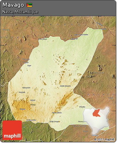 Physical Map of Mavago, satellite outside