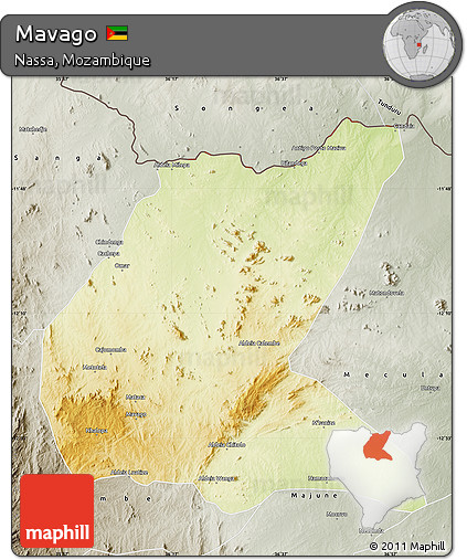Physical Map of Mavago, semi-desaturated