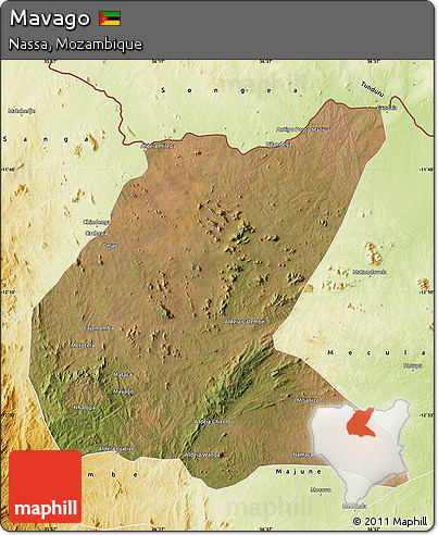 Satellite Map of Mavago, physical outside