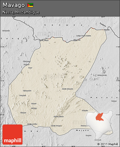 Shaded Relief Map of Mavago, desaturated