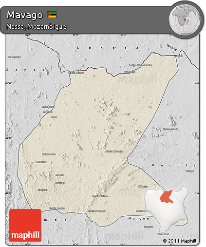 Shaded Relief Map of Mavago, desaturated