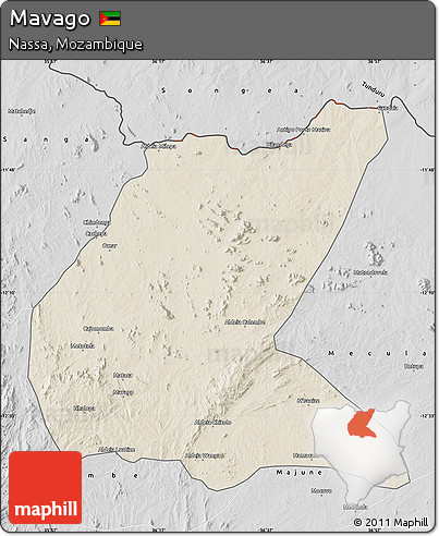 Shaded Relief Map of Mavago, desaturated