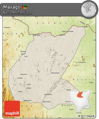 Shaded Relief Map of Mavago, physical outside