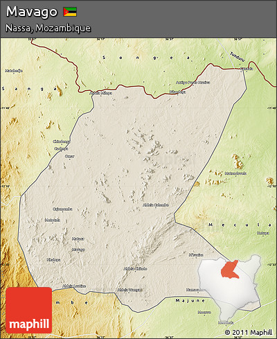 Shaded Relief Map of Mavago, physical outside