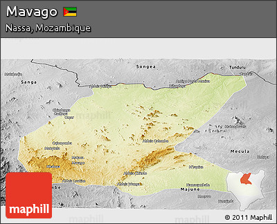 Physical Panoramic Map of Mavago, desaturated
