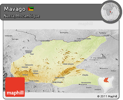 Physical Panoramic Map of Mavago, desaturated