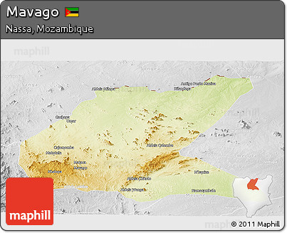 Physical Panoramic Map of Mavago, lighten, desaturated