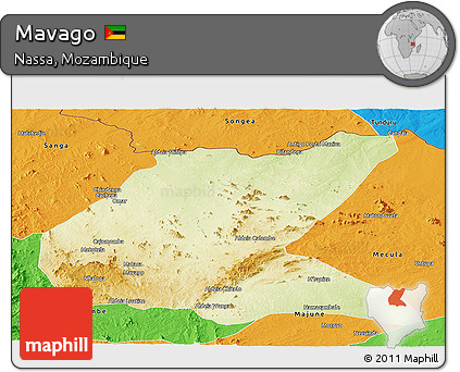Physical Panoramic Map of Mavago, political outside