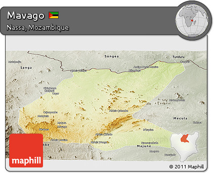 Physical Panoramic Map of Mavago, semi-desaturated