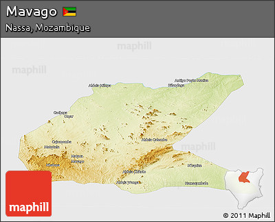 Physical Panoramic Map of Mavago, single color outside