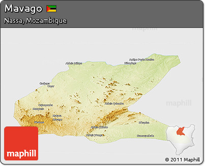 Physical Panoramic Map of Mavago, single color outside