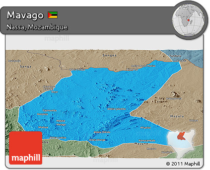 Political Panoramic Map of Mavago, semi-desaturated