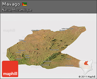 Satellite Panoramic Map of Mavago, cropped outside