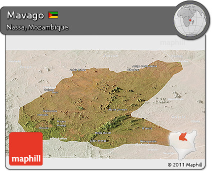 Satellite Panoramic Map of Mavago, lighten