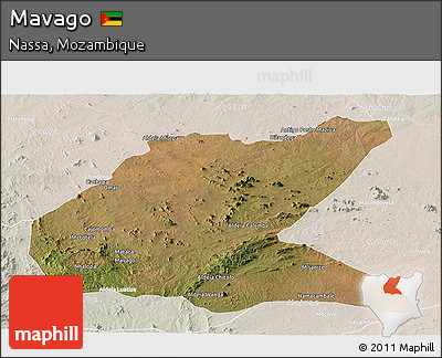 Satellite Panoramic Map of Mavago, lighten