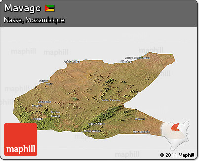 Satellite Panoramic Map of Mavago, single color outside