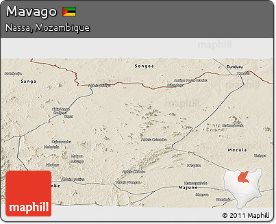Shaded Relief Panoramic Map of Mavago