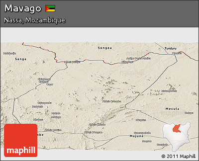 Shaded Relief Panoramic Map of Mavago