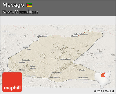 Shaded Relief Panoramic Map of Mavago, lighten