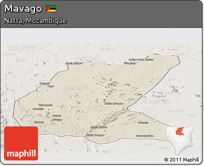 Shaded Relief Panoramic Map of Mavago, lighten