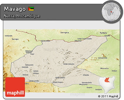 Shaded Relief Panoramic Map of Mavago, physical outside