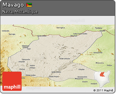 Shaded Relief Panoramic Map of Mavago, physical outside