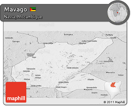 Silver Style Panoramic Map of Mavago