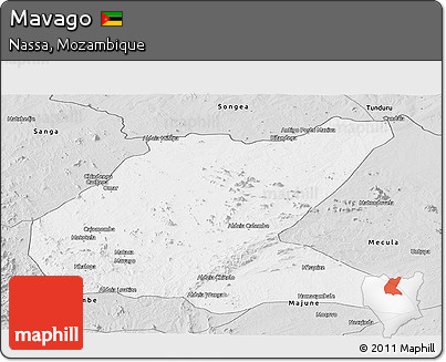 Silver Style Panoramic Map of Mavago