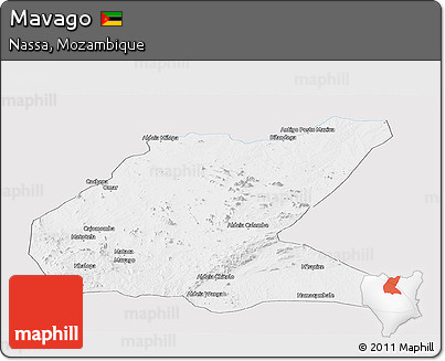 Silver Style Panoramic Map of Mavago, single color outside