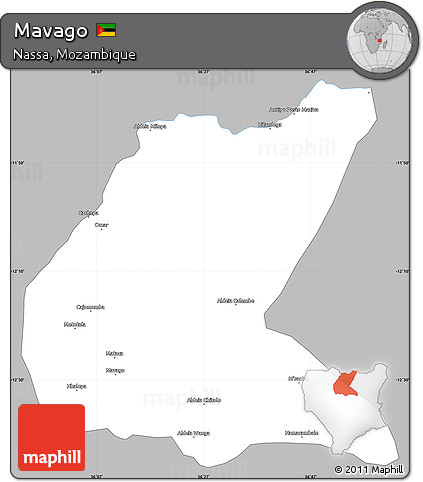 Gray Simple Map of Mavago, single color outside