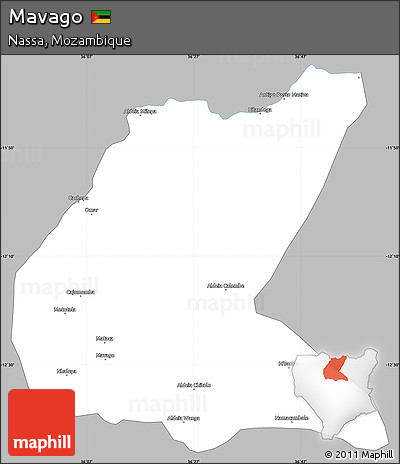 Gray Simple Map of Mavago, single color outside