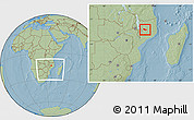 Savanna Style Location Map of Metarica, within the entire country, hill shading