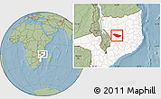 Savanna Style Location Map of Metarica, highlighted country, hill shading