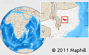 Shaded Relief Location Map of Metarica, highlighted country