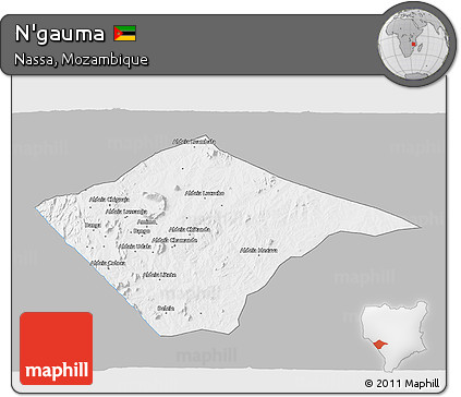 Gray 3D Map of N'gauma, single color outside