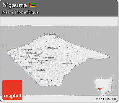 Gray 3D Map of N'gauma, single color outside