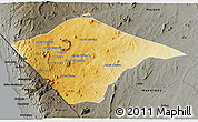 Physical 3D Map of N'gauma, darken, semi-desaturated