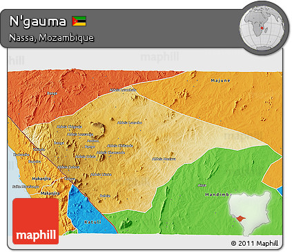 Physical 3D Map of N'gauma, political outside