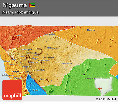 Physical 3D Map of N'gauma, political outside