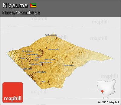 Physical 3D Map of N'gauma, single color outside