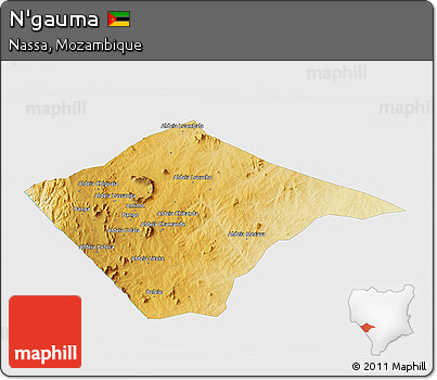 Physical 3D Map of N'gauma, single color outside