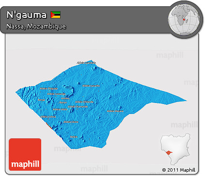 Political 3D Map of N'gauma, cropped outside