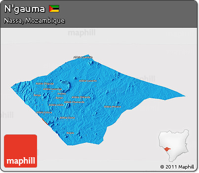 Political 3D Map of N'gauma, cropped outside