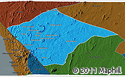 Political 3D Map of N'gauma, darken