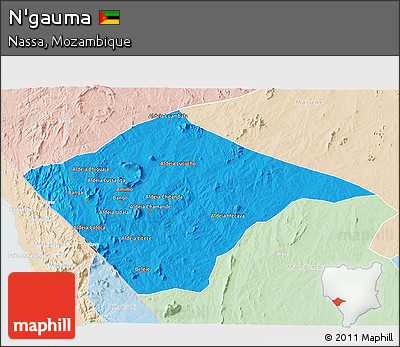 Political 3D Map of N'gauma, lighten