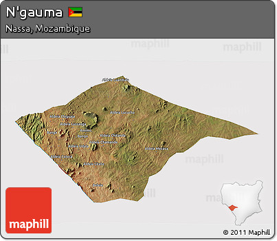 Satellite 3D Map of N'gauma, cropped outside