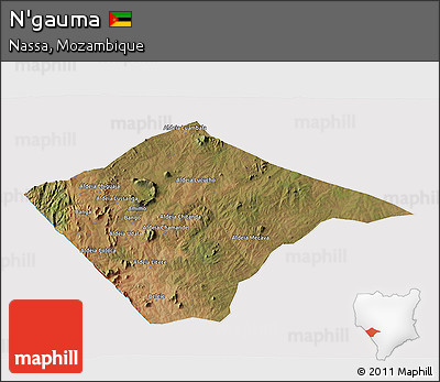 Satellite 3D Map of N'gauma, cropped outside