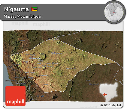 Satellite 3D Map of N'gauma, darken